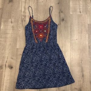 Francesca’s Paisley Blue A-Line Dress Medium